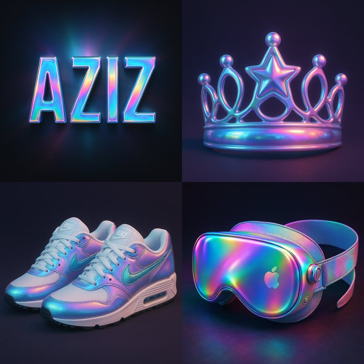 Holographic overlay effect rainbow gradient