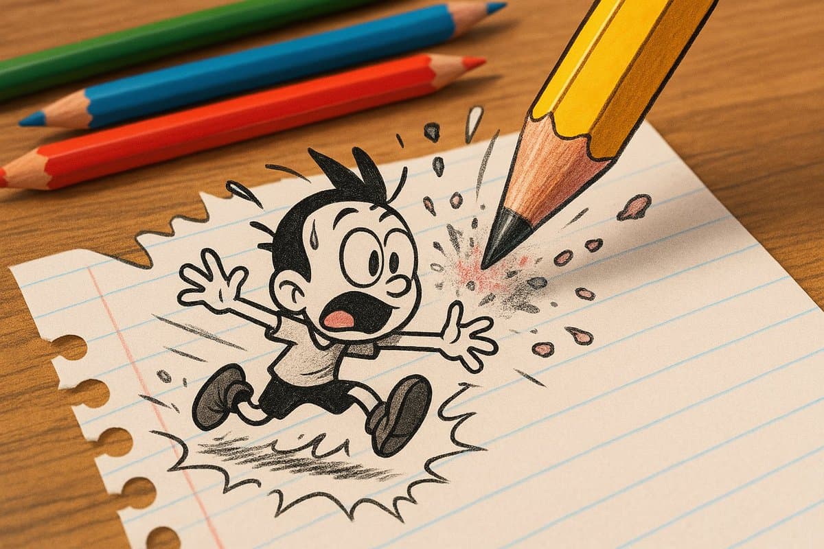 A little cartoon character on paper