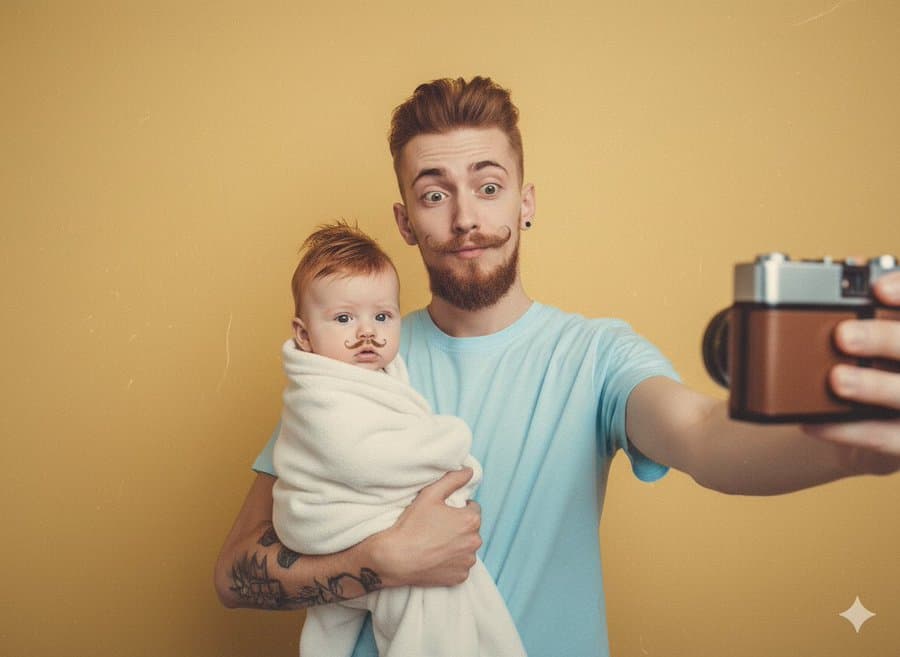 You taking a vintage-style selfie with your younger self
