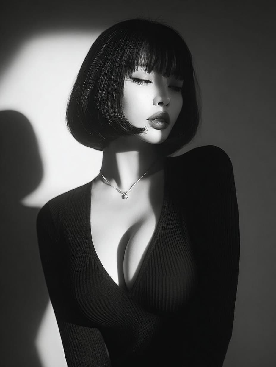 Black and white portrait photography