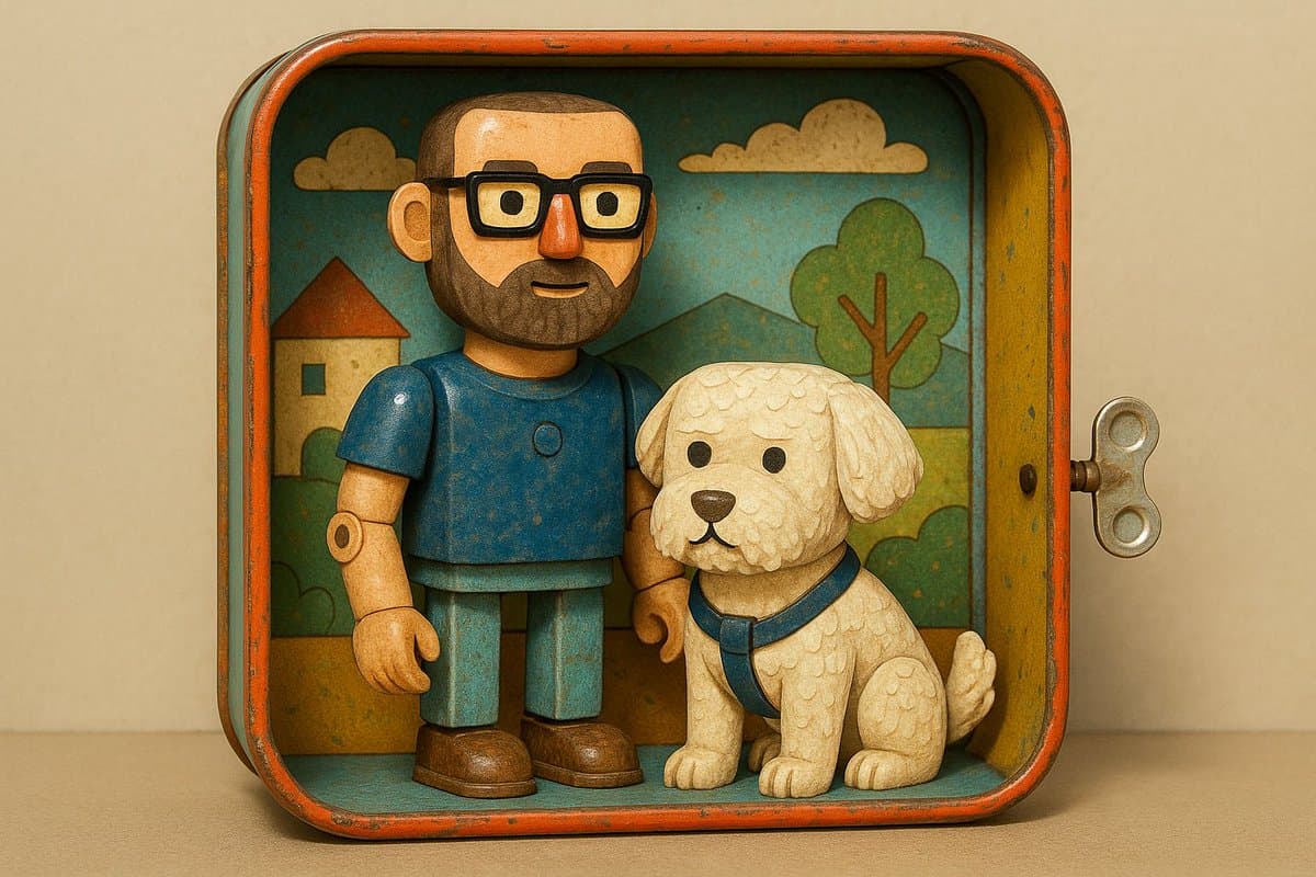 Retro tin toy diorama style