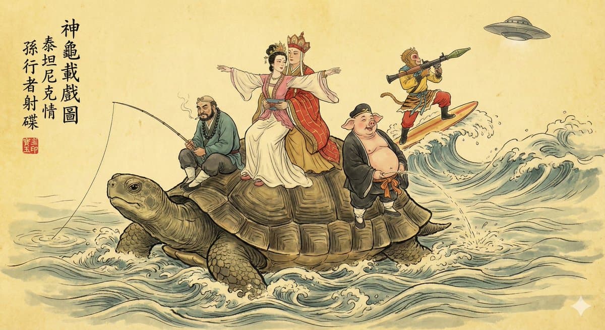 Traditional gongbi-style ink wash painting