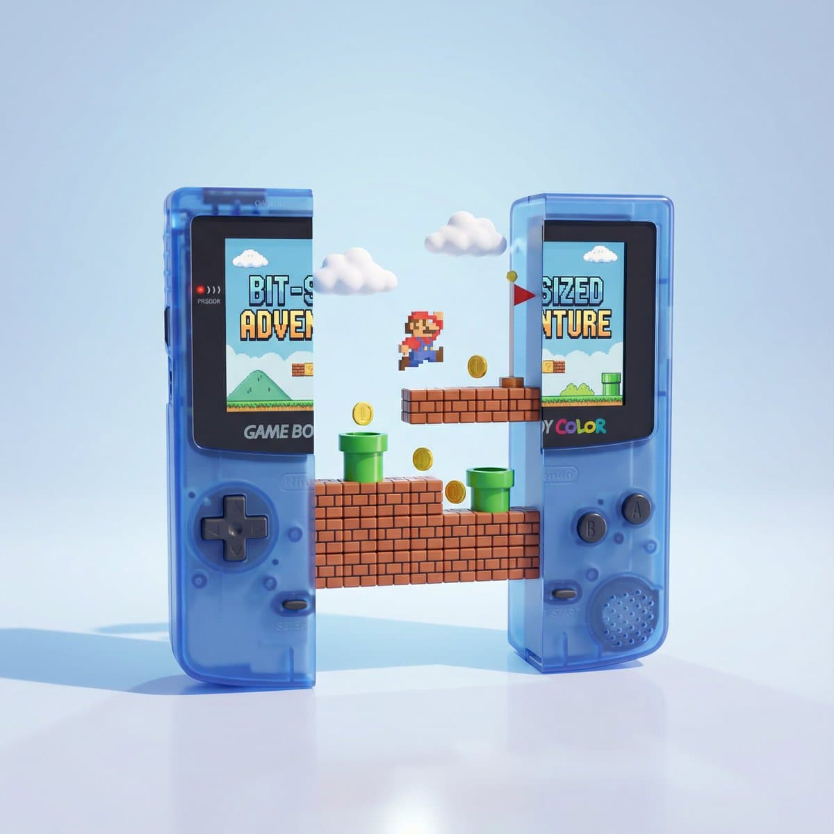 Exquisite 3D rendering of a handheld gaming console.