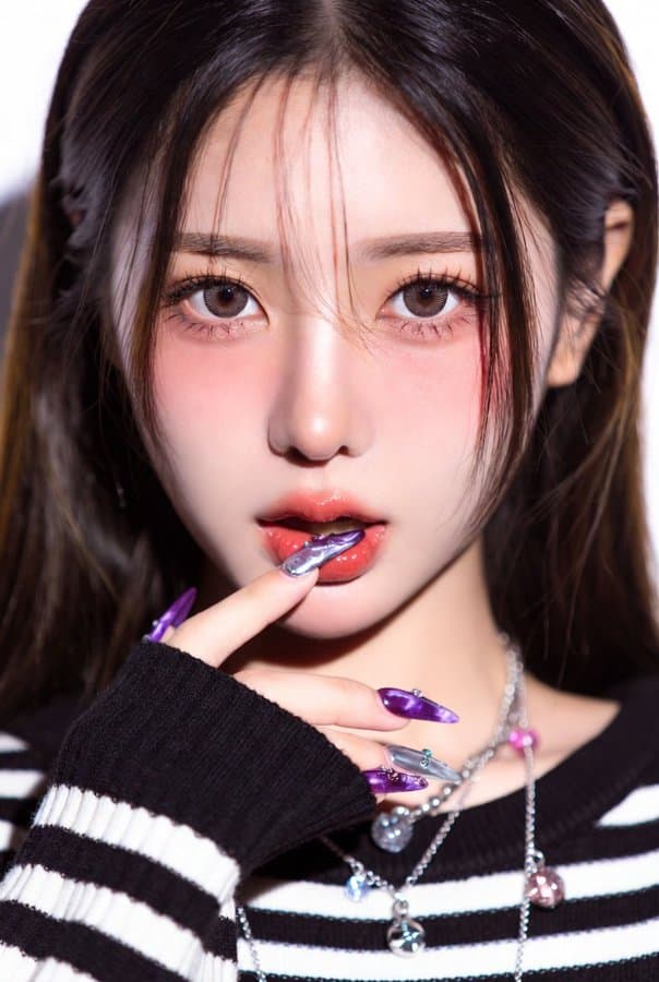 Extreme close-up portrait of a young woman