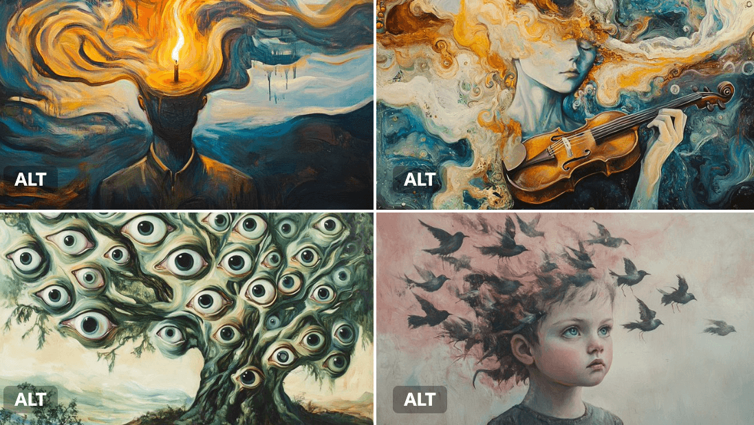 Surrealist oil painting