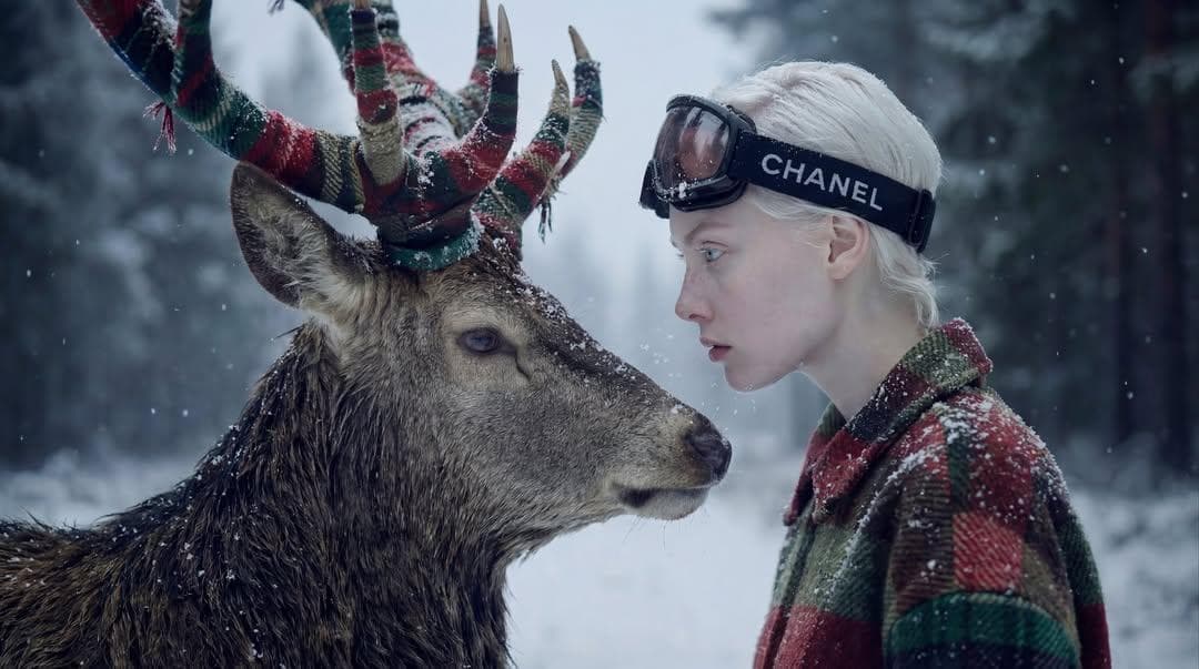 Hyper-realistic 8K surreal winter fantasy portrait