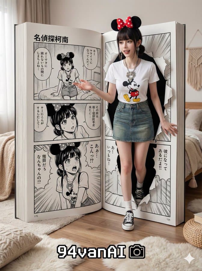 Characters in the comic step out of the frame.