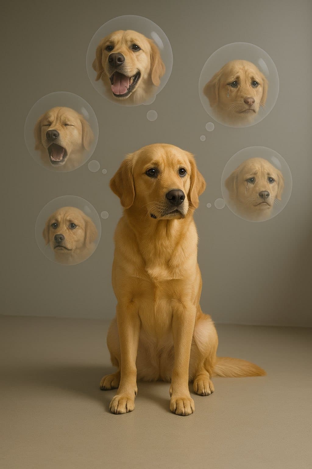 Thought bubbles of different emotional states