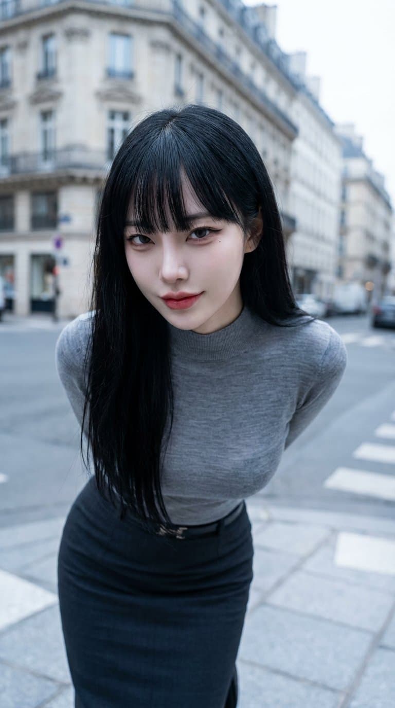 Stylish Asian fashion influencer